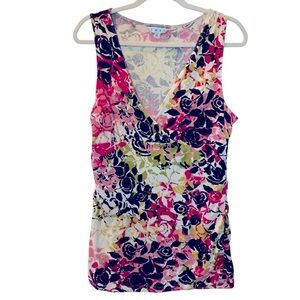 CABI Women’s Floral Print V-Neck Tank Top Large Style 404